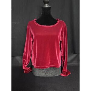 Adobe Rose Vintage Scarlet Velvet Long Sleeve Women's Small Romantic Vampcore